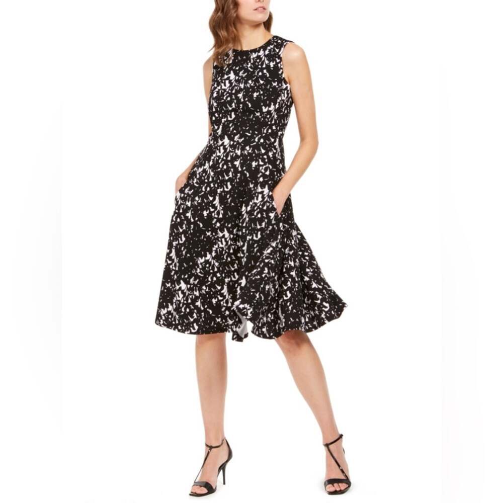 Calvin Klein Lace-Print Fit & Flare Dress - size 6